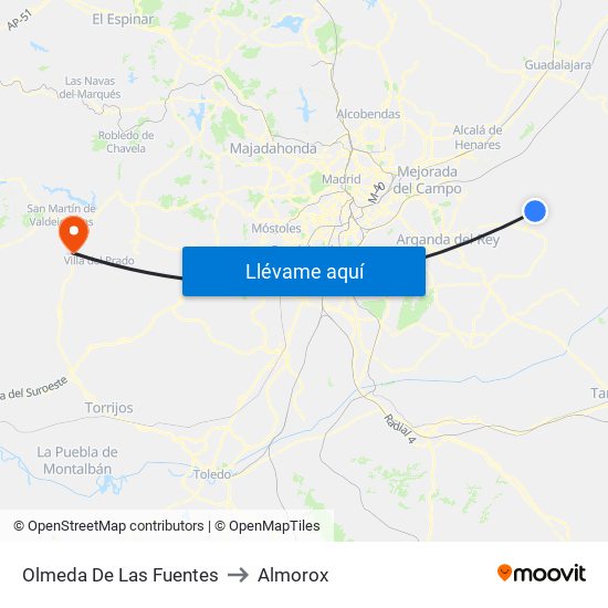 Olmeda De Las Fuentes to Almorox map
