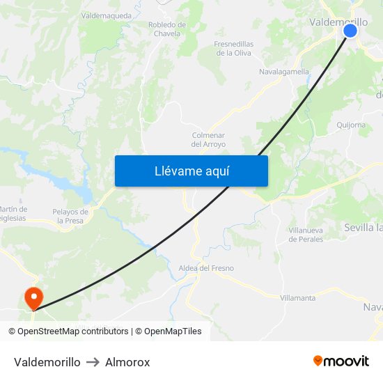 Valdemorillo to Almorox map