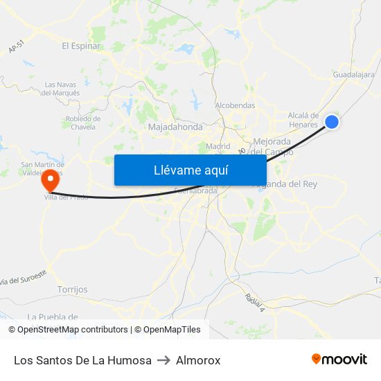 Los Santos De La Humosa to Almorox map