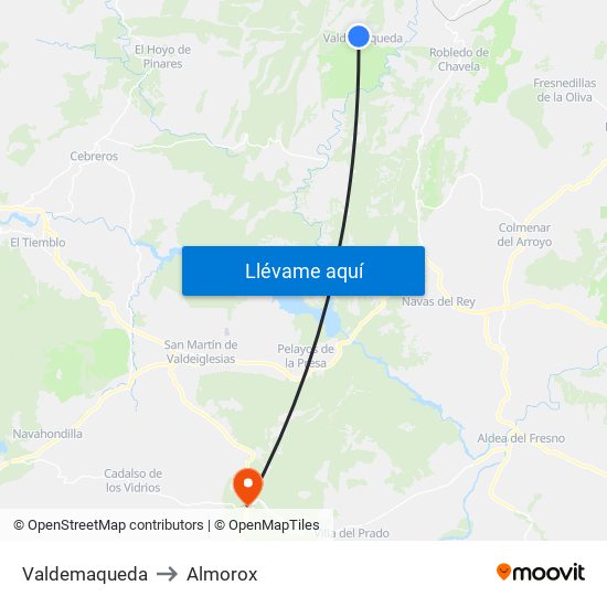 Valdemaqueda to Almorox map