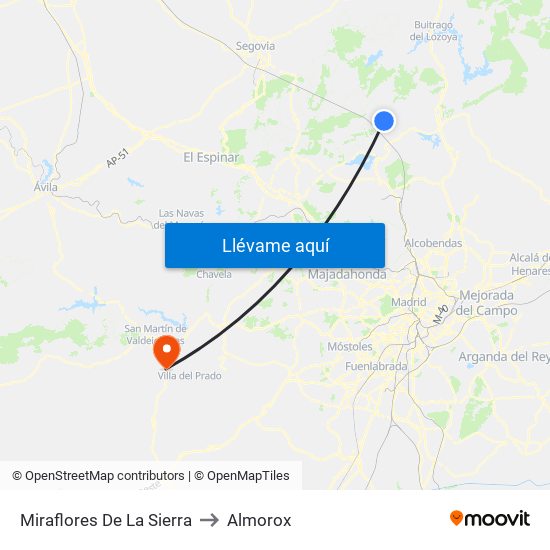Miraflores De La Sierra to Almorox map