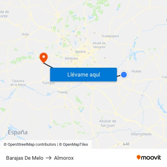 Barajas De Melo to Almorox map