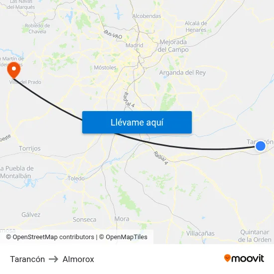Tarancón to Almorox map