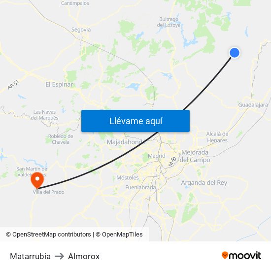 Matarrubia to Almorox map