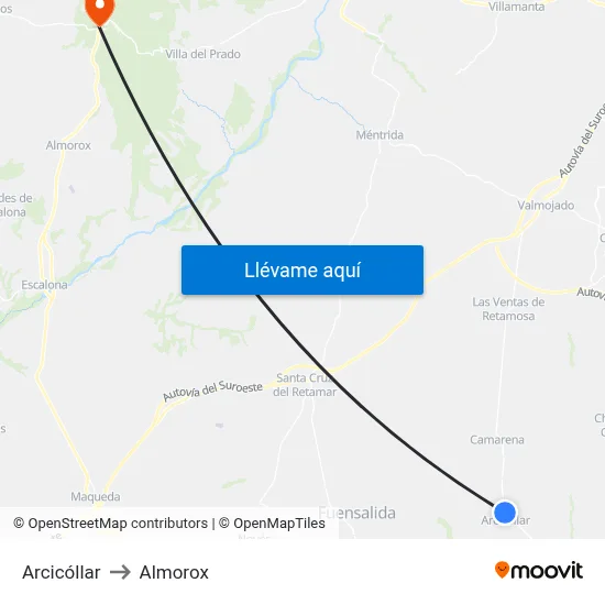 Arcicóllar to Almorox map