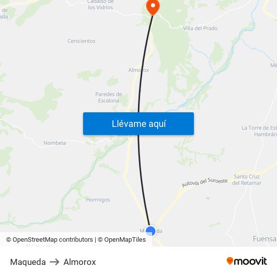 Maqueda to Almorox map
