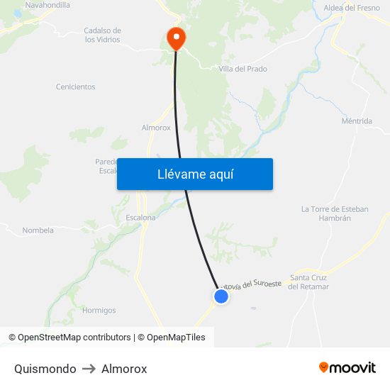 Quismondo to Almorox map