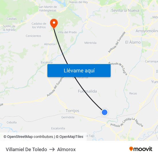 Villamiel De Toledo to Almorox map