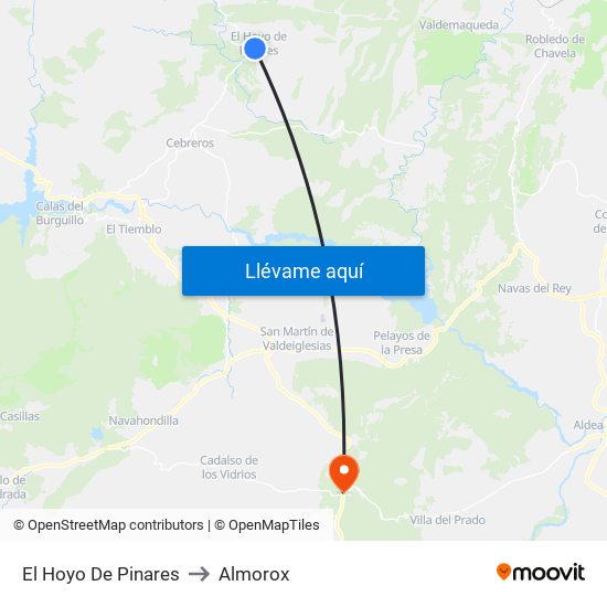El Hoyo De Pinares to Almorox map