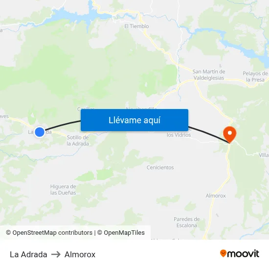 La Adrada to Almorox map