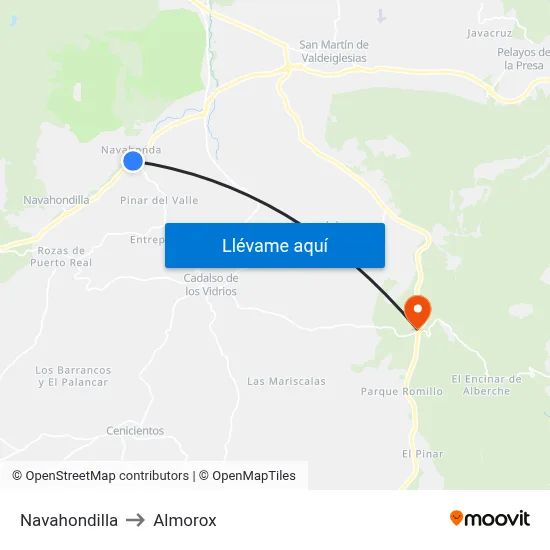 Navahondilla to Almorox map