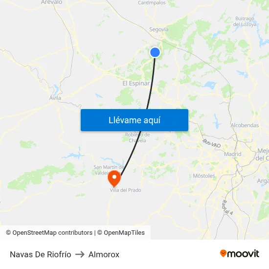 Navas De Riofrío to Almorox map