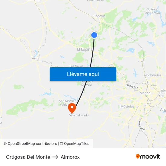 Ortigosa Del Monte to Almorox map