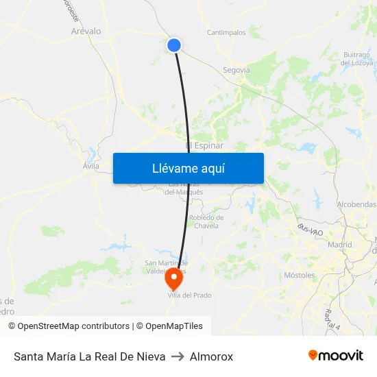 Santa María La Real De Nieva to Almorox map