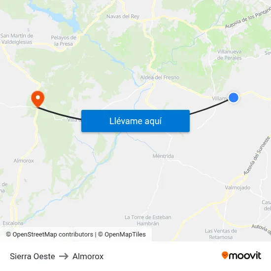 Sierra Oeste to Almorox map