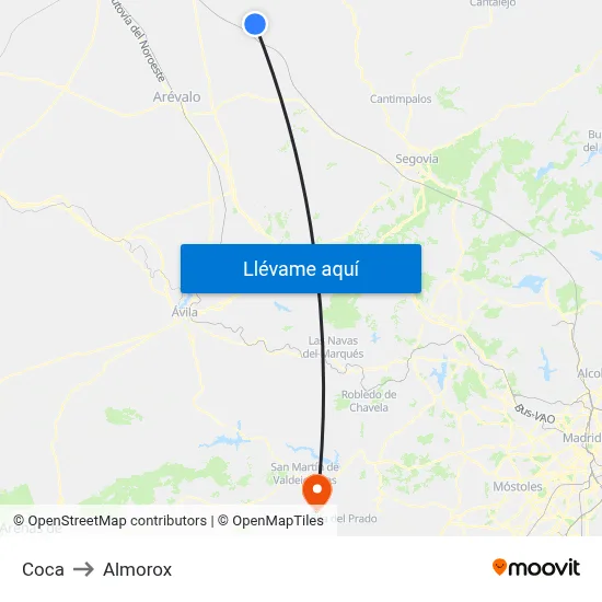 Coca to Almorox map