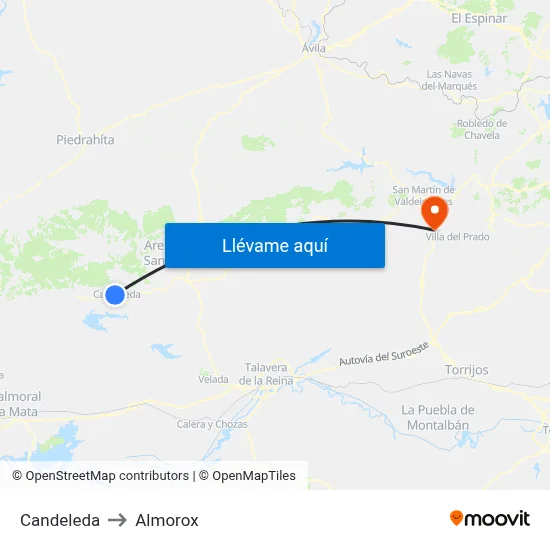 Candeleda to Almorox map