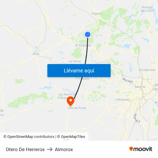 Otero De Herreros to Almorox map
