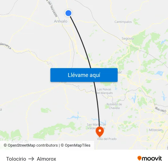 Tolocirio to Almorox map
