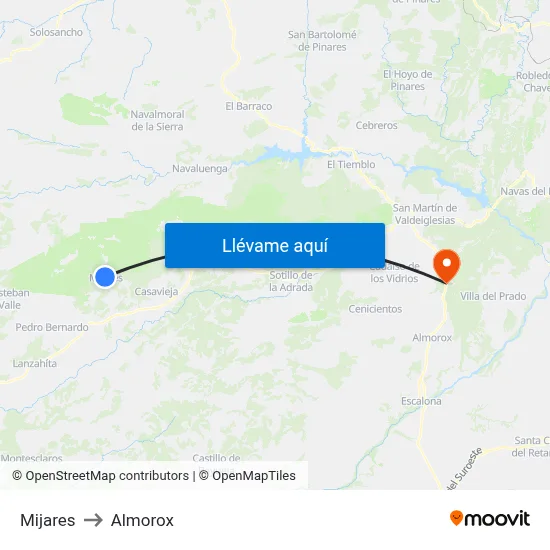 Mijares to Almorox map