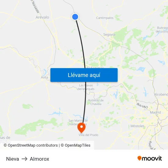 Nieva to Almorox map