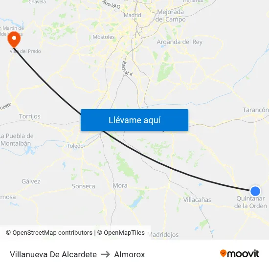 Villanueva De Alcardete to Almorox map