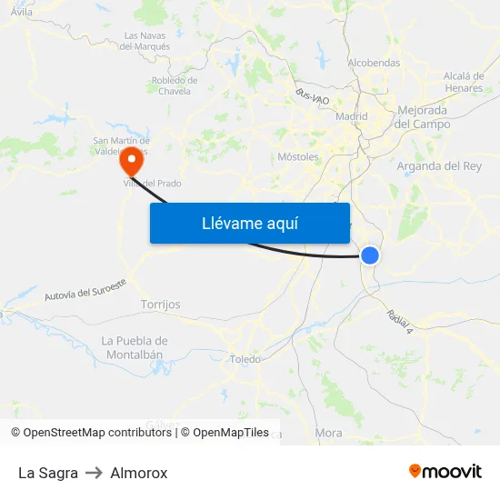 La Sagra to Almorox map