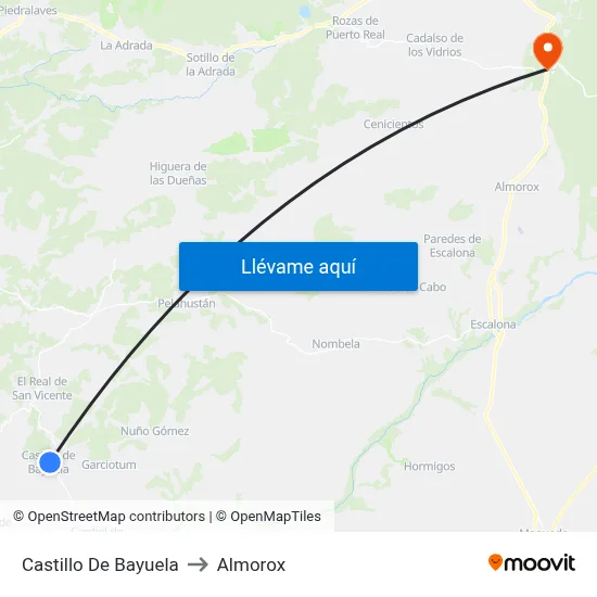 Castillo De Bayuela to Almorox map