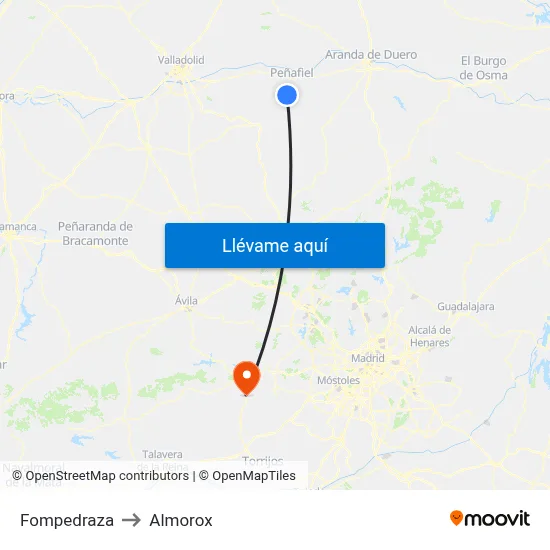 Fompedraza to Almorox map