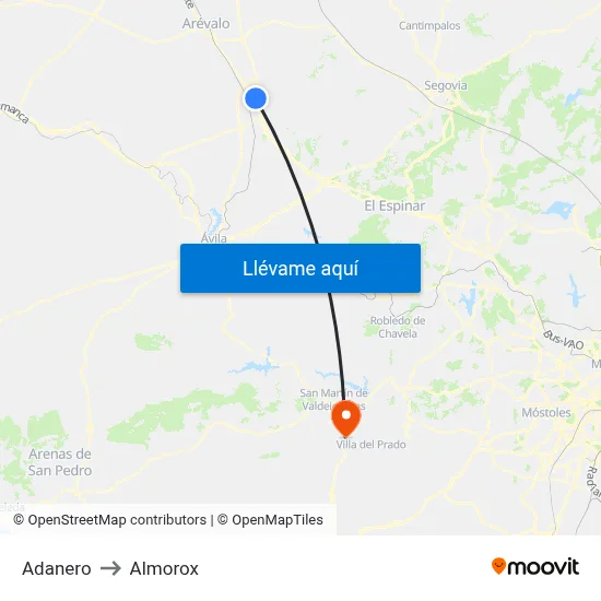 Adanero to Almorox map