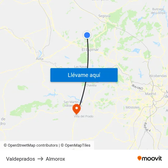 Valdeprados to Almorox map