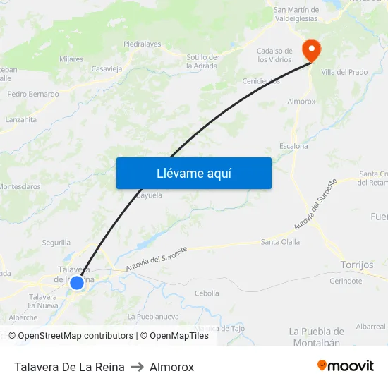 Talavera De La Reina to Almorox map