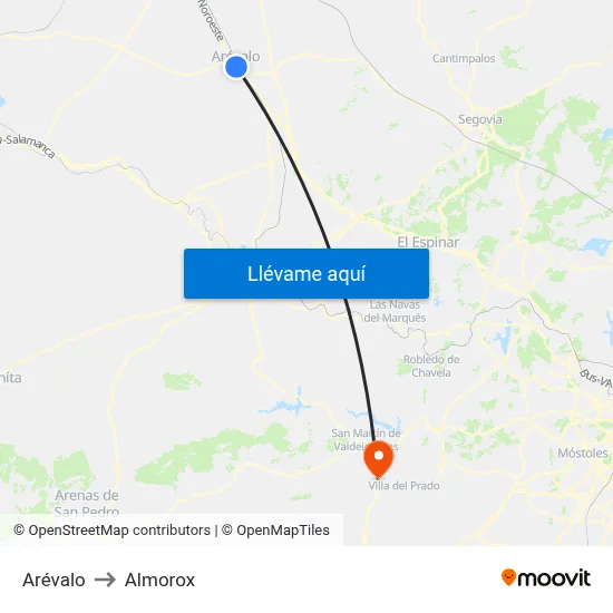 Arévalo to Almorox map