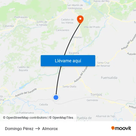 Domingo Pérez to Almorox map