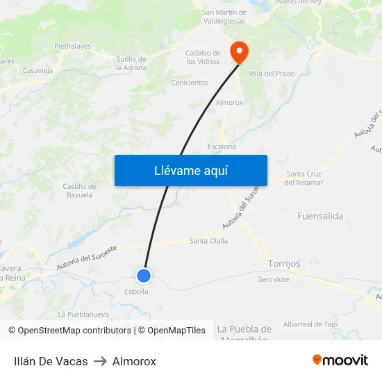 Illán De Vacas to Almorox map