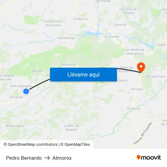 Pedro Bernardo to Almorox map