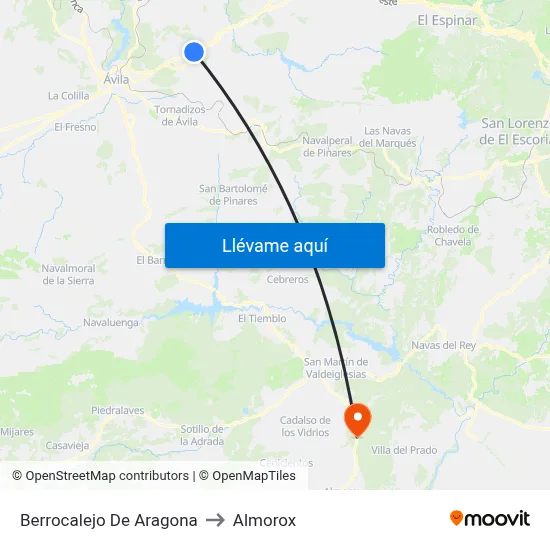 Berrocalejo De Aragona to Almorox map