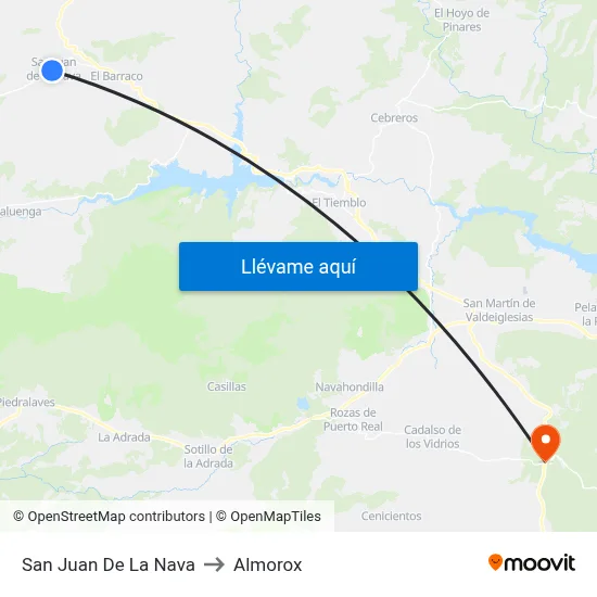 San Juan De La Nava to Almorox map
