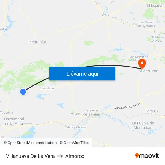 Villanueva De La Vera to Almorox map