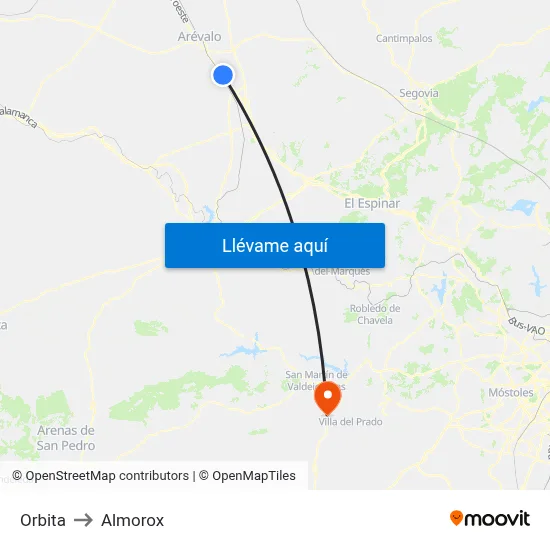 Orbita to Almorox map