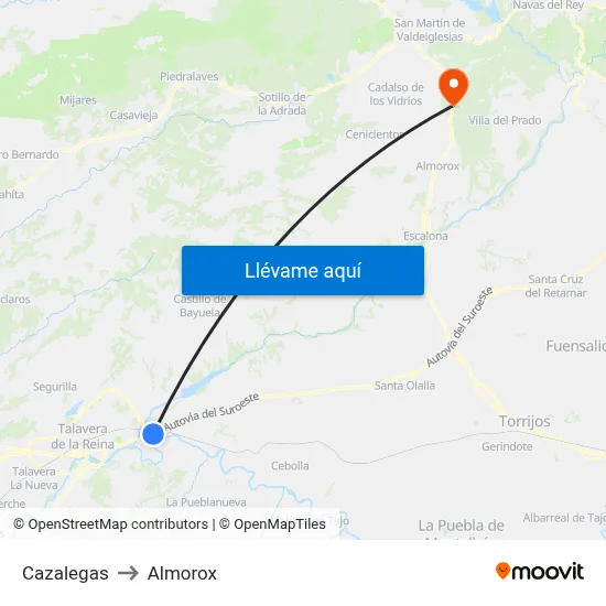 Cazalegas to Almorox map
