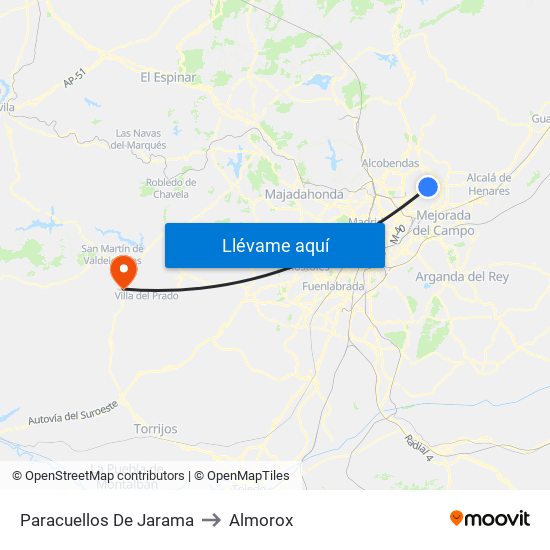 Paracuellos De Jarama to Almorox map