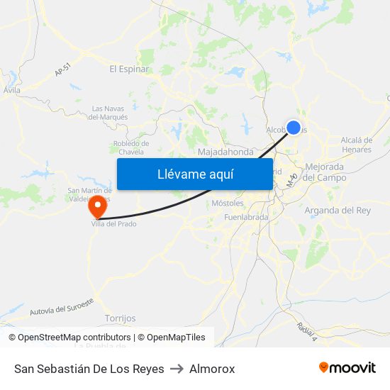 San Sebastián De Los Reyes to Almorox map