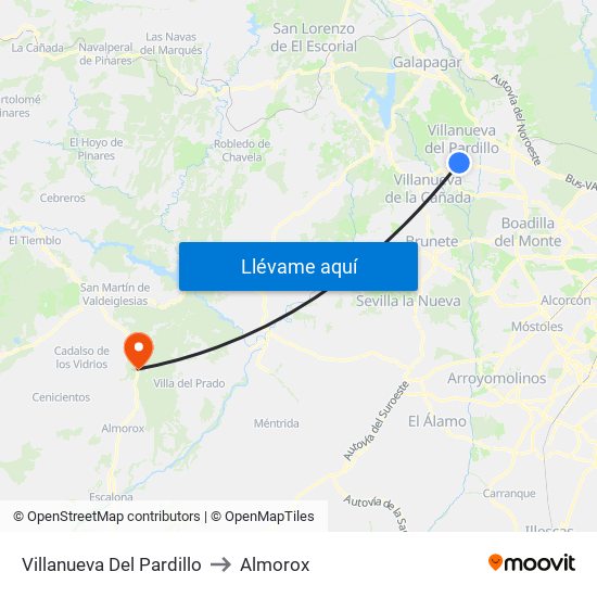 Villanueva Del Pardillo to Almorox map