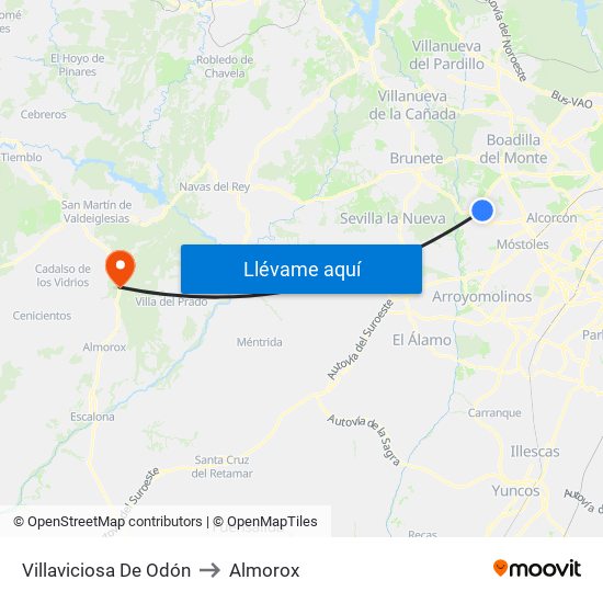 Villaviciosa De Odón to Almorox map