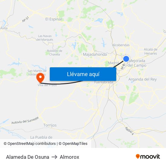 Alameda De Osuna to Almorox map