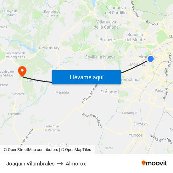 Joaquín Vilumbrales to Almorox map