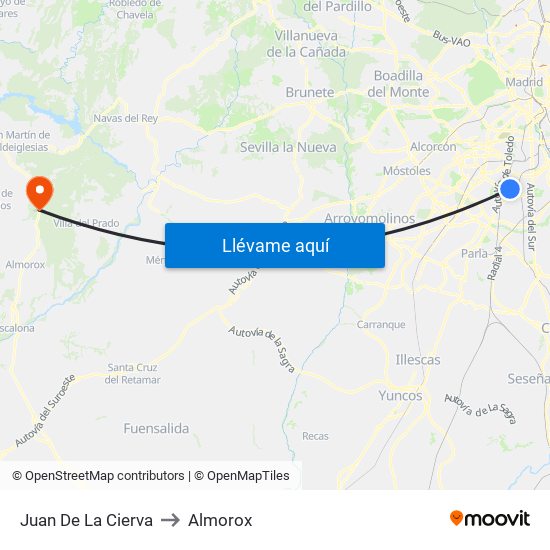 Juan De La Cierva to Almorox map