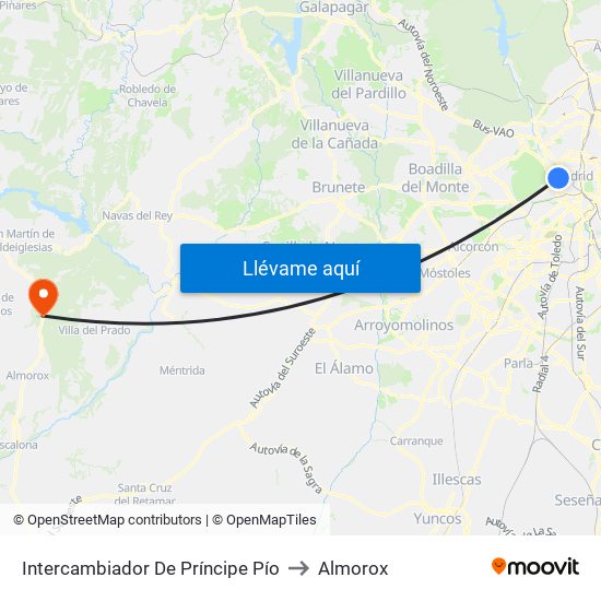 Intercambiador De Príncipe Pío to Almorox map