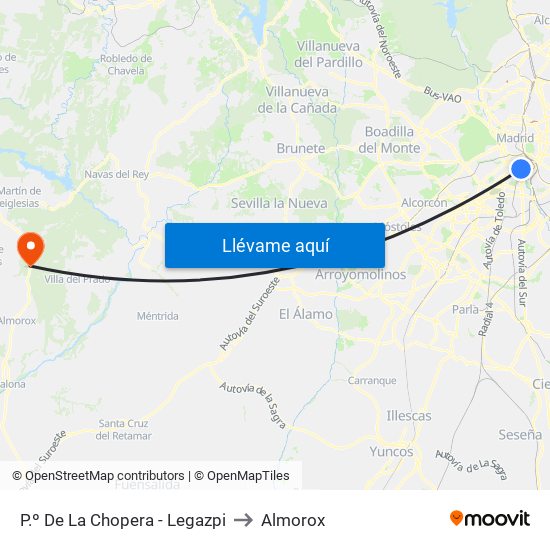P.º De La Chopera - Legazpi to Almorox map